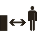 Hold sikker afstand til maskinen under arbejdet. + symbol